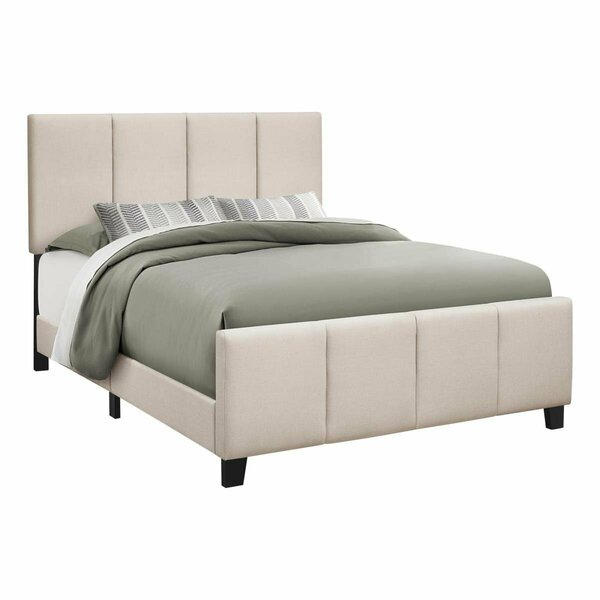 Daphnes Dinnette 88 x 64.25 x 50 in. Bed - Beige Linen with Black Wood Legs - Queen Size DA3061486